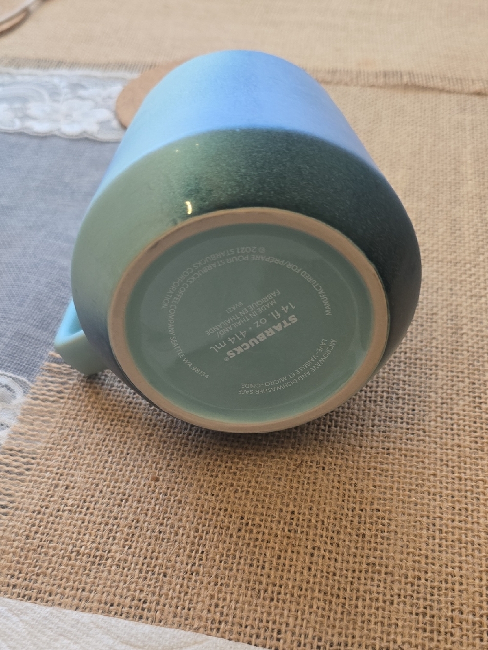 Starbucks Light Blue Shimmer Ceramic Mug 14 oz. - Picture 5 of 5